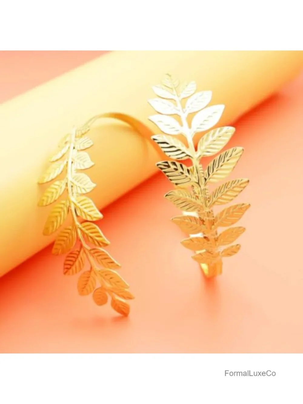 Adjustable Open Cuff Bracelet Armlet Greek Roman Laurel Leaf Design